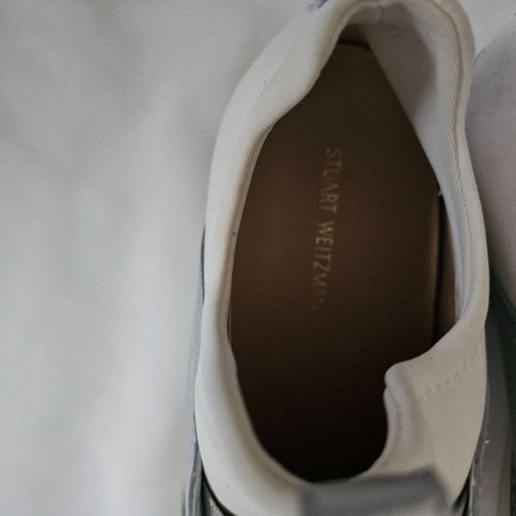 Stuart Weitzman Women's White Silver Slip-On Sneaker Size 6M - Picture 7 of 12